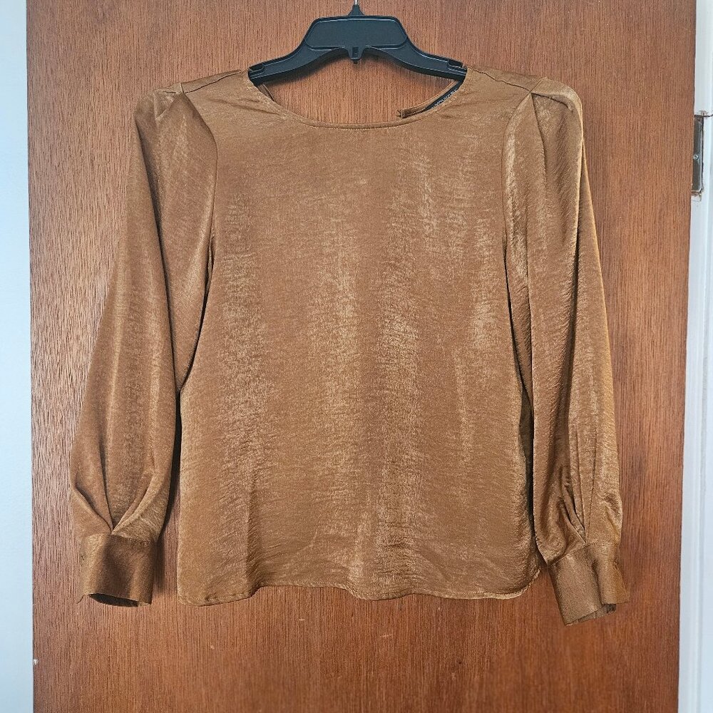 Banana Republic golden brown elegant puff sleve top size small